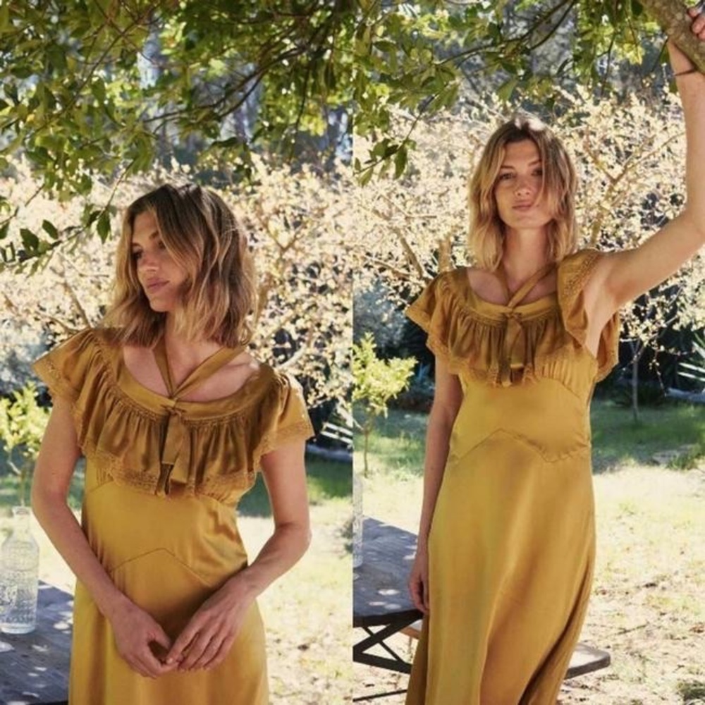 ❌Sold❌Doen Sicilia Silk Dress in Wheat